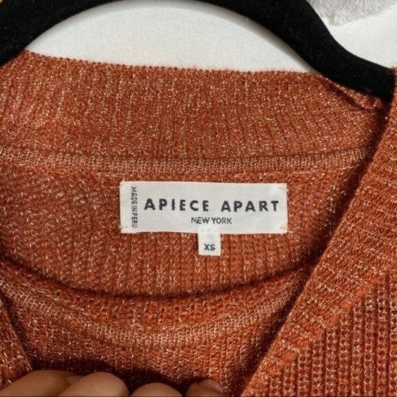 Apiece Apart Arkestra Metallic Balloon Sleeve Sweater in Terra Cotta Marl XS - Picture 6 of 10